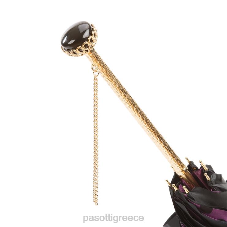 ομπρέλα | PASOTTI 189 55874-160 t9 - μαύρη ομπρέλα με μωβ κουκκίδες εσωτερικό διπλό ύφασμα 2N6B8466 γυναίκες